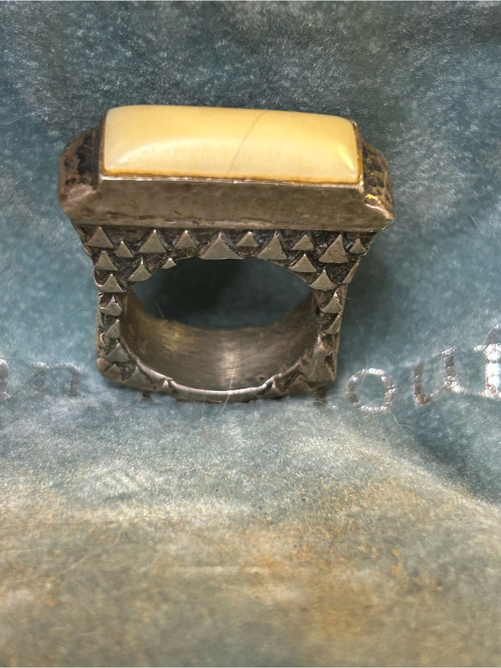 VTG Dian Malouf Fossilized Mother of Pearl Ring